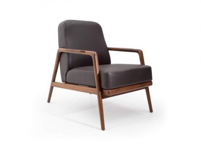 Design Accent: Armchair in Trend Color with Simple Wooden Frame, New